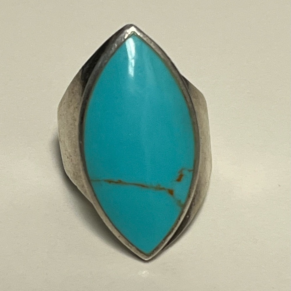 Large 925 Silver Turquoise Ring
